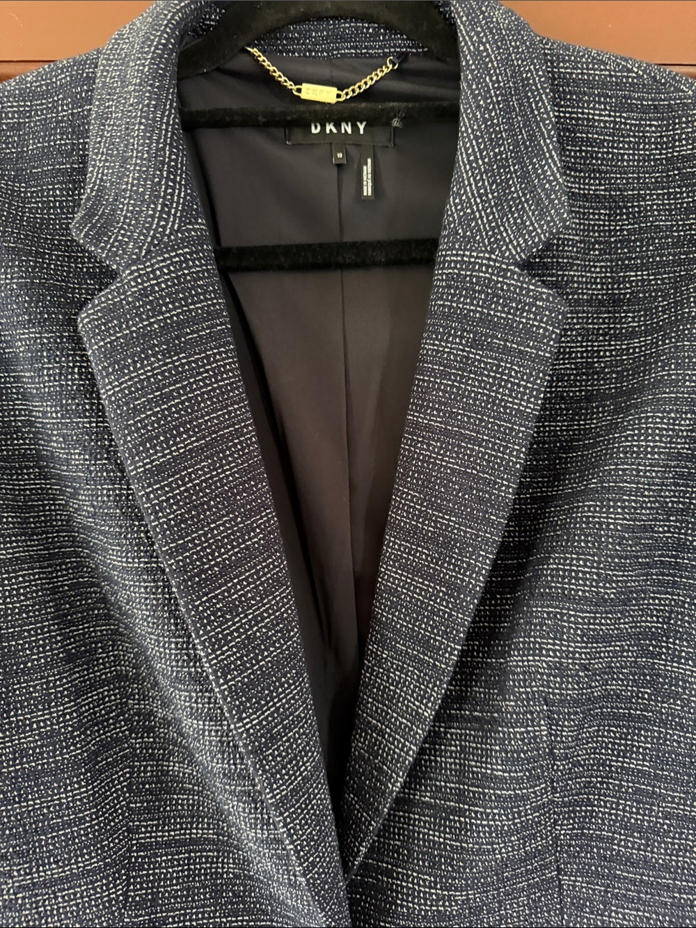 DKNY Navy Heathered Single-Button Blazer - Picture 2 of 6